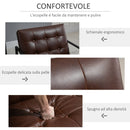 Poltrona Trapuntata a Bottoni Imbottita 62x74x78 cm in Metallo e Similpelle Marrone