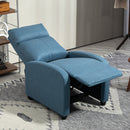 Poltrona Reclinabile 69x88x101 cm Imbottita con Poggiapiedi in Tessuto Effetto Lino e Acciaio Blu      