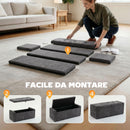 Cassapanca Contenitore 122x48x44 cm Capienza 142L Pouf Seduta Ampia Imbottita Capacità 200 kg in Lino Grigio Scuro      