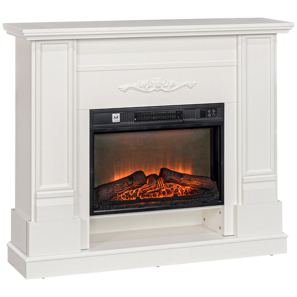 online Camino Elettrico da Pavimento 1800W con Fiamma a 3 Intensità e Telecomando 117x30x100 cm Bianco