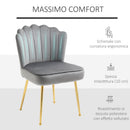 Set 2 Sedie Imbottite 57x58x88 cm in Tessuto Effetto Velluto Grigio