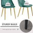 Set 2 Sedie Imbottite 50x56,5x85 cm in Tessuto Verde