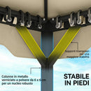 Gazebo da Giardino 360x300x279 cm con Zanzariera Tende e Tetto Doppio Strato in Poliestere Cachi      