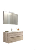 Mobile da Bagno Sospeso con Lavabo 80 cm e Specchio Bali Light Rovere Naturale      