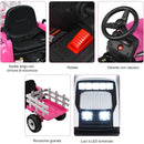 Trattore Elettrico per Bambini 12V con Rimorchio Rosa
