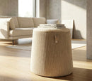Puff Dublino Cone Ø41x45 cm in MDF e Spugna e Poliestere Bianco      