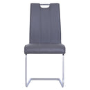 Set 2 Sedie Design Moderno in Metallo con Rivestimento in Pelle PU Grigio 