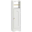 Mobile Porta Carta Igienica 21x20x79 cm con Armadietto con Ripiano Interno Regolabile in Legno Bianco      