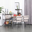 Set 4 Sedie Imbottite 49,5x55x81 cm in Tessuto Effetto Lino Cachi