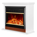 Camino Elettrico da Pavimento 70x80x30 cm Effetto Fiamma 1500W Sting & Mars Bianco/noce