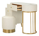 Toeletta Sharon Panna con Puff 120x40x75 cm in Pino e MDF e Metallo e Plastica      