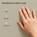 Struttura Letto 140x200 cm con Testiera Imbottita Regolabile in Altezza e Doghe in Velluto a Coste Grigio      