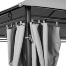 Gazebo da Giardino 300x400x275 cm con 6 Tende e Tetto a 2 Livelli in Acciaio e Poliestere Grigio Scuro      