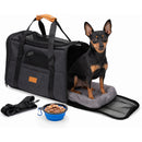 Borsa per Trasporto per Animali 44x31x34 cm Trasportino Pieghevole con Ciotola Pieghevole Nero      