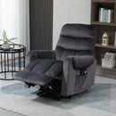 Poltrona Alzapersona Elettrica 1 Motore 79x97x103 cm in Poliestere Effetto Velluto Grigio Scuro