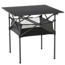 Tavolo Pieghevole da Campeggio 70x70x69 cm in Alluminio Nero