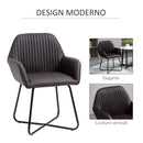 Set 2 Sedie Imbottite 60x56,5x85 cm in Similpelle Marrone