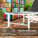 Lettino Sdraio 60x166x84 cm con Schienale Regolabile su 5 Livelli in Acciaio e Textilene Bianco e Grigio  