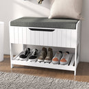 Mobile Ingresso con Scarpiera e Appendiabiti 80x20x40 cm in MDF e Poliestere Bianco