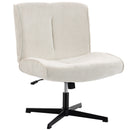Poltrona da Salotto 63x75x82-90 cm Girevole 360° in Velluto a Goccia Senza Braccioli Crema      