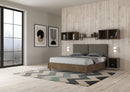 Letto Matrimoniale con Alzata Comoda Struttura Noce con Cuscini in Similpelle Antea Cappuccino Varie Misure