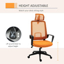 Sedia Poltrona Direzionale da Ufficio 63,5x63x116,5-125,5 cm in Tessuto Arancione