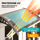 Pensilina da Esterni Impermeabile e Anti-UV 75x100x23 cm in PC PP e Alluminio Marrone e Nero      