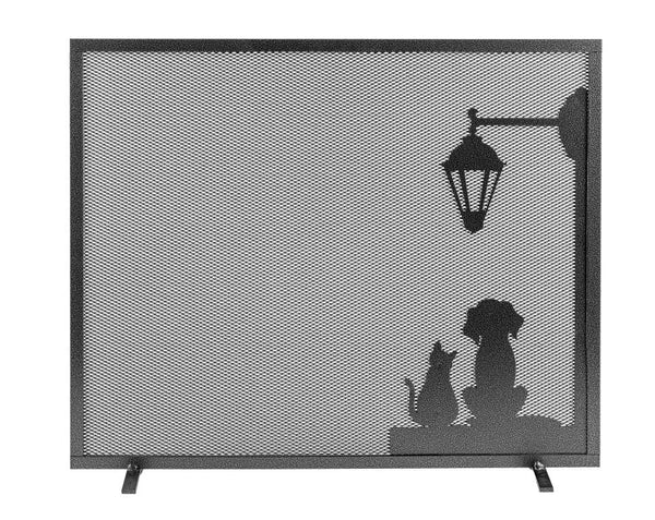 sconto Parascintille per Camino 1 Anta 60x51cm in Ferro Verniciato Grigio Martellato