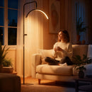 Lampada da Terra LED con Testa a Mezza Luna 77,5x20,5x136-186 cm Temperatura Colore Regolabile Telecomando Nero      