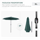 Ombrellone da Giardino Ø3 m Palo Ø38 mm in Metallo Verde