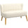 Divano 2 Posti 117x56,5x77 cm Senza Braccioli con Gambe in Legno e Tessuto Effetto Lino Bianco Crema