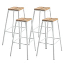 Set 4 Sgabelli da Bar Alti in Acciaio e Legno  Bianchi