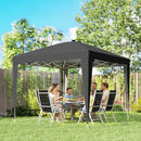 Gazebo Pieghevole da Giardino 297x297x288 cm ad Altezza Regolabile con Luce Centrale e Telecomando in Metallo e Poliestere Nero      