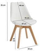 Set 4 Sedie 52x48,5x82 cm in Similpelle e Legno di Faggio Tommy Blu