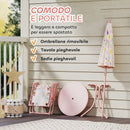 Set da Giardino per Bambini 2-5 Anni con Tavolino 2 Sedie e un Ombrellone Rosa    