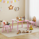 Set Tavolo e Sedie per Bambini 3-8 Anni Disegni di Animali e Bordi Arrotondati in MDF e Legno di Pino Rosa      