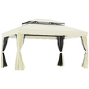 Gazebo da Giardino 3x4 m con Zanzariere e Doppio Tetto  Klaus Bianco Crema