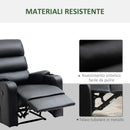 Poltrona Relax Reclinabile Manualmente a 165° con Poggiapiedi Portabicchieri e Tasca in Finta Pelle Nero      