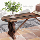 Panchina da Giardino 120x29x39 cm con Gambe a Ruota di Carro e Seduta a Doghe Marrone   