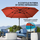 Ombrellone a Sbalzo 260x304x245 cm Base a Croce in Metallo e Poliestere Rosso Ruggine  