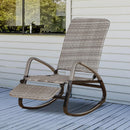 Sedia a Dondolo Pieghevole con Braccioli 90x64x108 cm in Metallo e Rattan Grigia