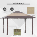 Gazebo da Giardino 3,96x3,96m in Metallo Cachi e Caffè