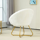 Poltrona Moderna da Camera in Finta Pelliccia con Gambe in Metallo 75x66x79 cm Bianco 