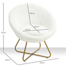Poltrona Moderna da Camera in Finta Pelliccia con Gambe in Metallo 75x66x79 cm Bianco 