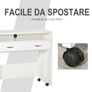 Scrivania con Cassetti e Ruote 100x36x88 cm in Metallo e MDF Bianca