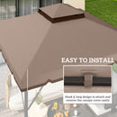 Telo di Ricambio Copertura per Gazebo 3x3 m a 2 Livelli con 8 Fori di Drenaggio in Poliestere Cachi e Marrone      