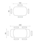 Tavolo Allungabile Kyoto 140 90x140/200x75 cm Top in Ceramica Gambe in Metallo Grigio Scuro       