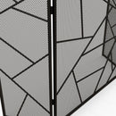 Parascintille con Antine 135x1,2x85 cm Pieghevole a 3 Pannelli Design Geometrico in Acciaio Nero
