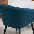 Set 2 Sedie Imbottite in Tessuto Effetto Lino Blu   
