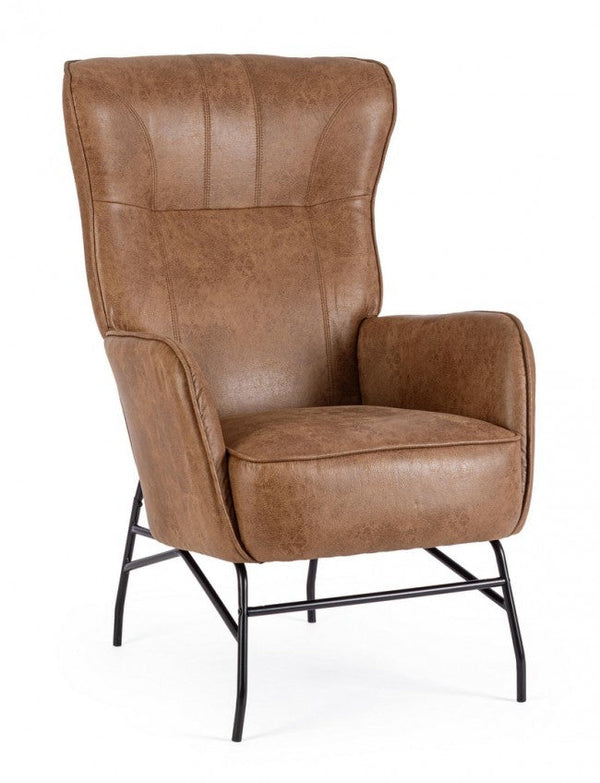 sconto Poltrona Soggiorno 70x84x109 cm Nasira in Ecopelle Marrone